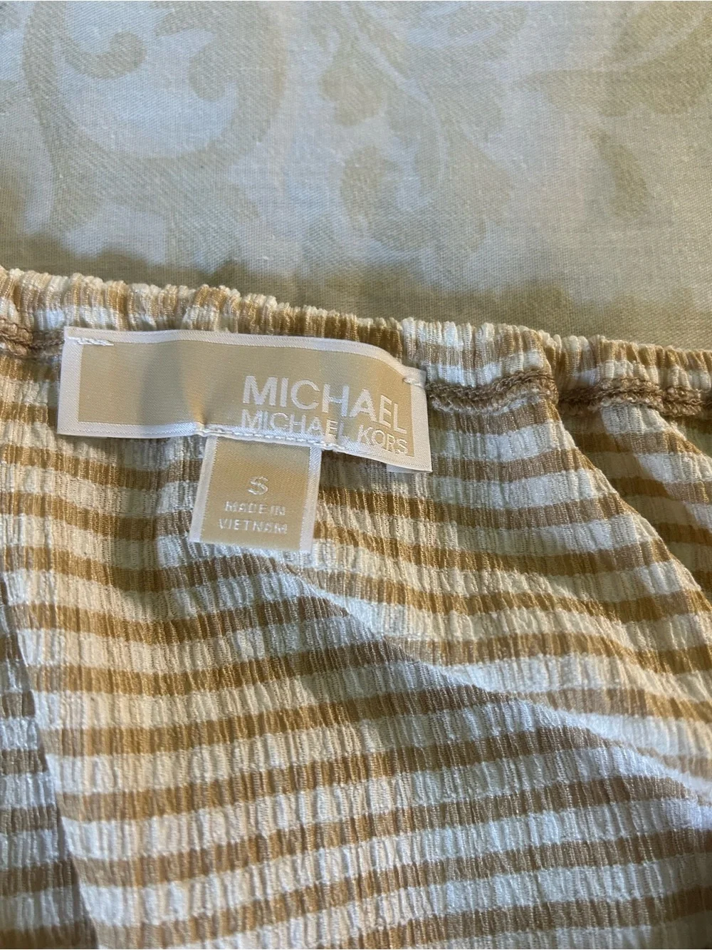 Michael Kors Beige Plaid Ruffle-Hem Girls' Dress